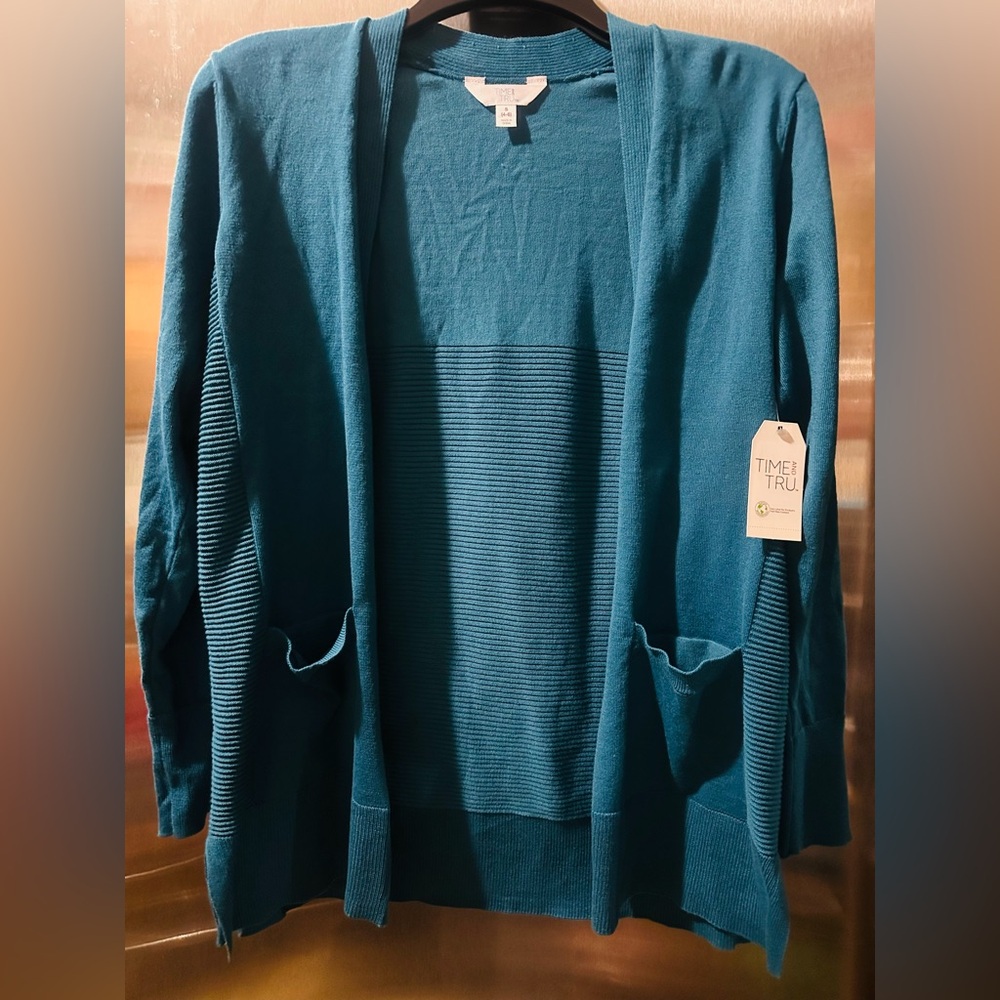 Time and Tru✨💚💙Turquoise Open Front Cardigan